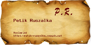Petik Ruszalka névjegykártya